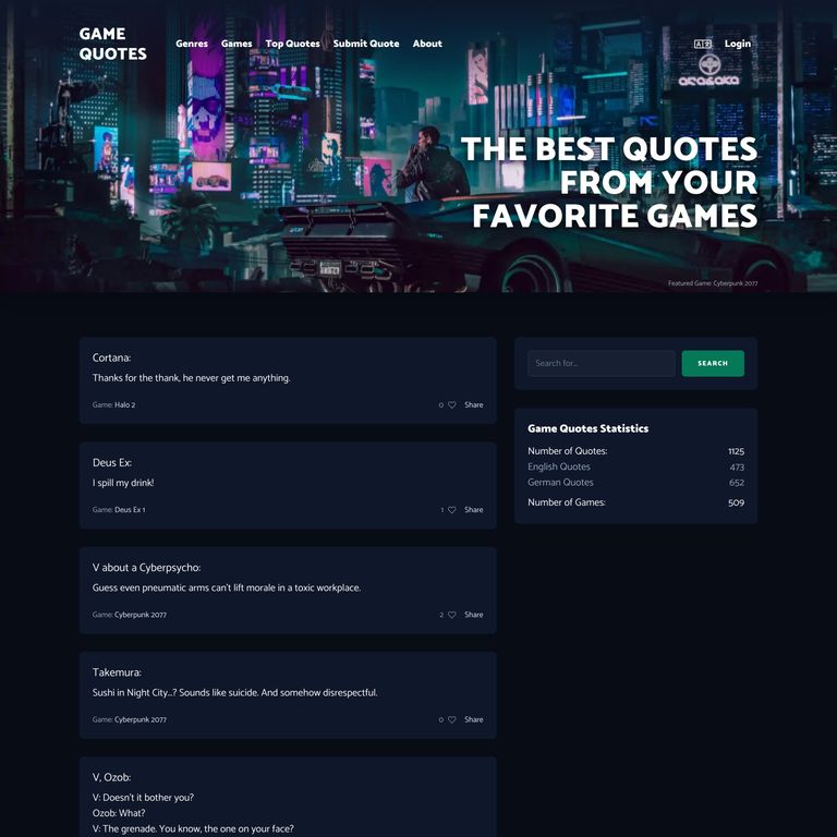 Game Quotes screenshot